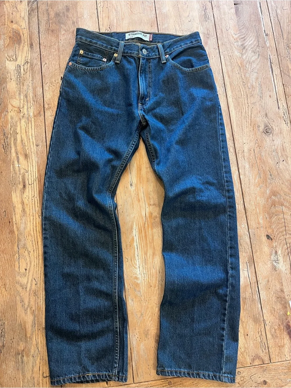 Levi's Men’s Blue Dark Wash Denim Jeans Straight Fit Mid Rise Streetwear 31/30